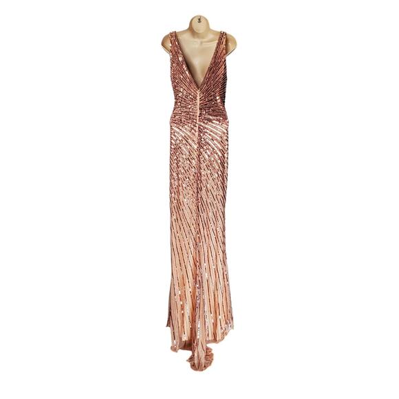 Mac Duggal 5372 Sequin Embellished Sleeveless Long Gown Rose Gold Size 8 NWT - Picture 3 of 13